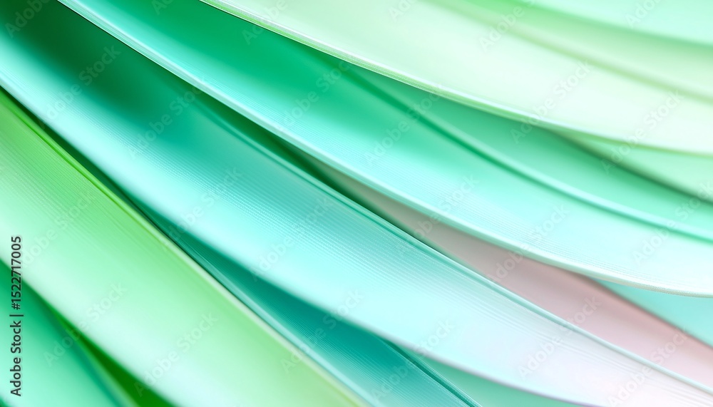 Poster abstract diagonal layered shapes in soft green and mint gradient