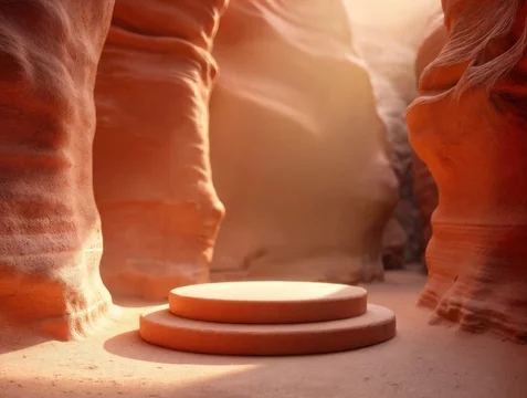 Elegant Terracotta Podium with Bounced Light in Natural Canyon