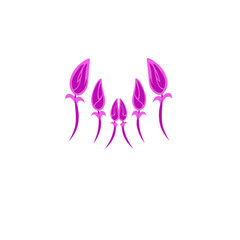 Abstract arrangement of stylized pink floral buds on a solid dark background