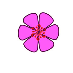 Simple pink flower illustration against a dark solid color background