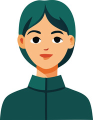 Illustration of a young woman with teal hair and matching attire