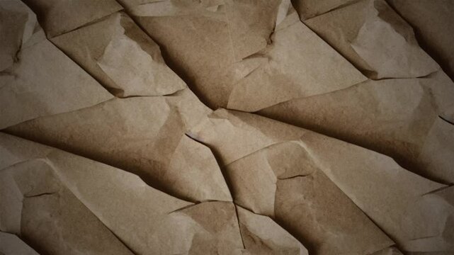 Textured brown paper background showing crinkled paper and geometric shapes