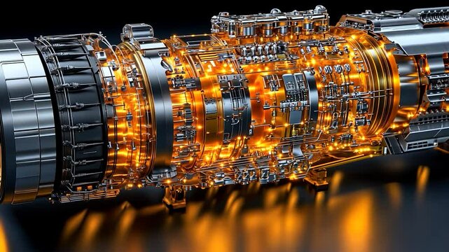 Illuminated Jet Engine: A Glimpse into Powerful Machinery