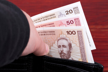 Bosnia-Herzegovina Convertible Marka in the black wallet