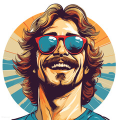 Smiling Man with Sunglasses Stock Vector for Professional Digital Design Projects
