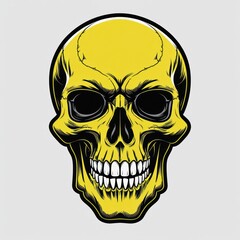 Fototapeta premium Yellow skull graphic, grinning, detailed