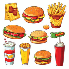 Modern Fast Food Menu Vector Illustration for Restaurant Promotions and Marketing Collaterals