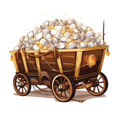 Professional Mining Cart with Diamond and Drill Tool Vector Illustration for Industrial Use