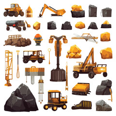 Professional Mining Tools and Elements Stock Vector Illustration for Industrial Use
