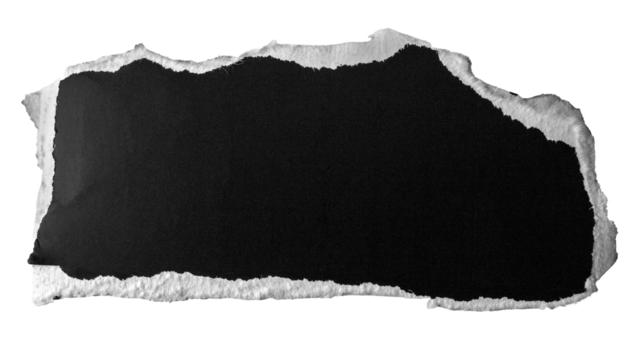morceau de carton noir déchiré, PNG fond transparent, format 16:9
