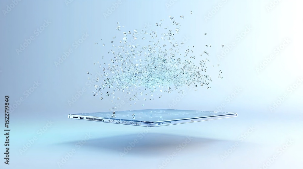 Poster abstract floating particles digital technology display