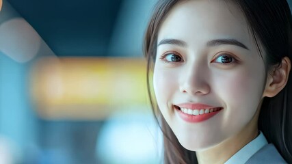 Young Asian Businesswoman Smiling Close-Up