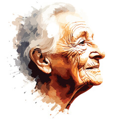 Detailed Vector Illustration of a Wise Old Woman Profile for Various Projects