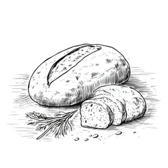 Illustration of Organic Meal Sketch Gourmet Bread Fresh Icon Isolated on White Background for Culinary Design and Food Industry Concepts