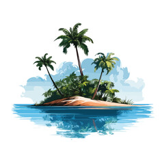 Tropical Island Palm Tree Vector Illustration for Designs, Posters, and Travel Brochures