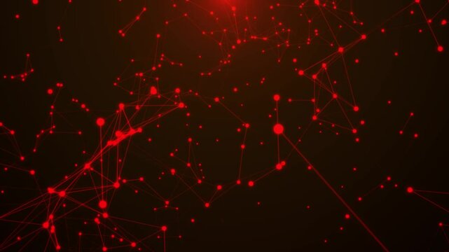 Abstract red network connecting dots science technology artificial intelligence background