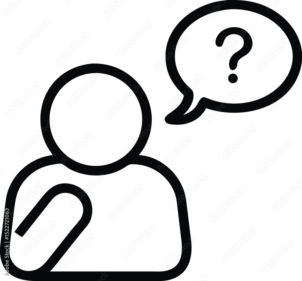 Poster question mark icon person thinking asking questions problem solving confusion doubt uncertainty help