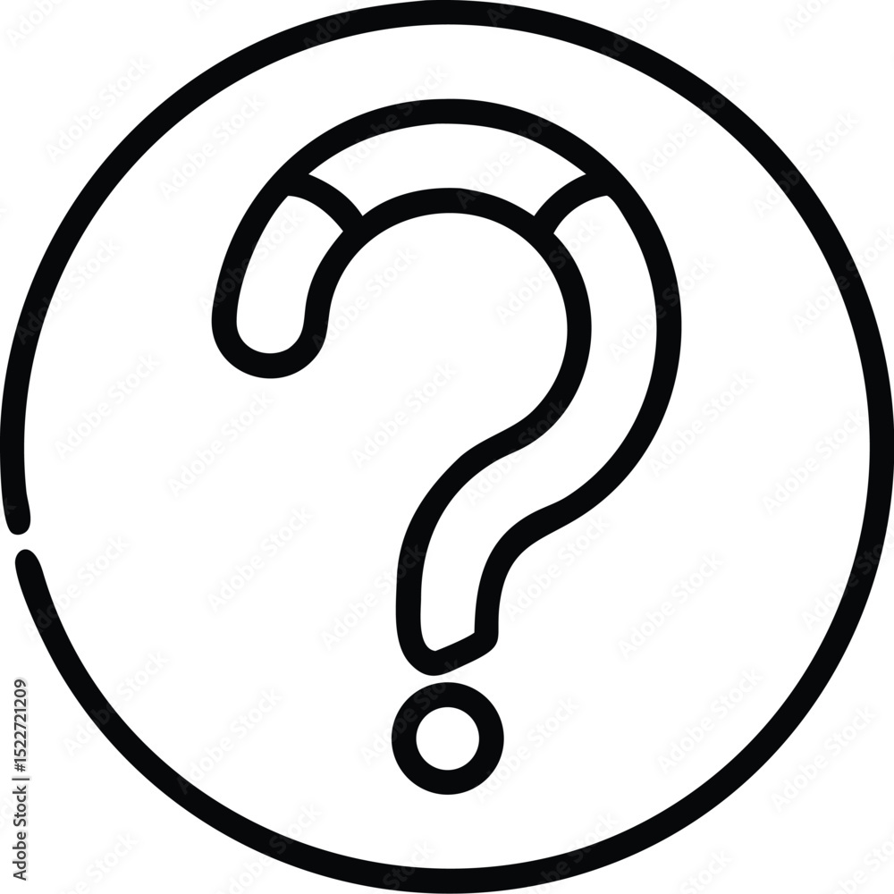 Poster question mark icon in circle outline vector illustration for faq help support design concept