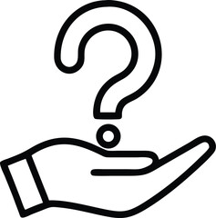 Question mark in hand icon vector illustration asking help symbol support assistance concept design