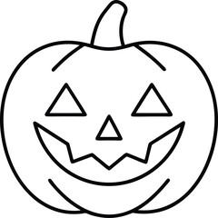 Smiling Halloween Pumpkin Line Art Vector for Festive and Spooky Designs