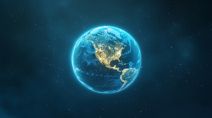 Obraz premium A glowing Earth,showcasing North and Central America at night,from space.