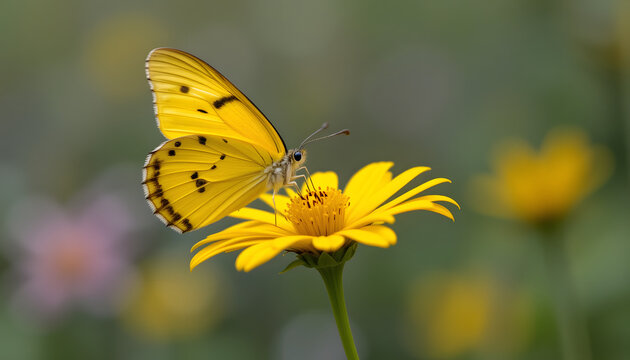 butterfly on yellow flower 4k pc wallpaper