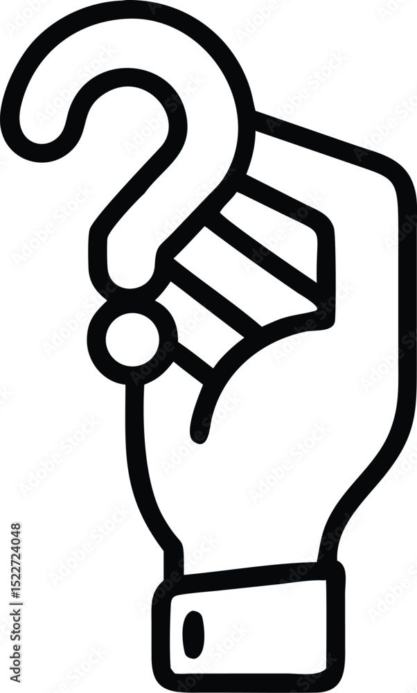 Poster hand holding question mark vector illustration concept for faq help support and problem solving desi
