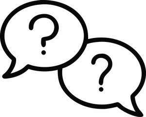 Question mark in speech bubbles vector icon asking questions and seeking answers and information help faq
