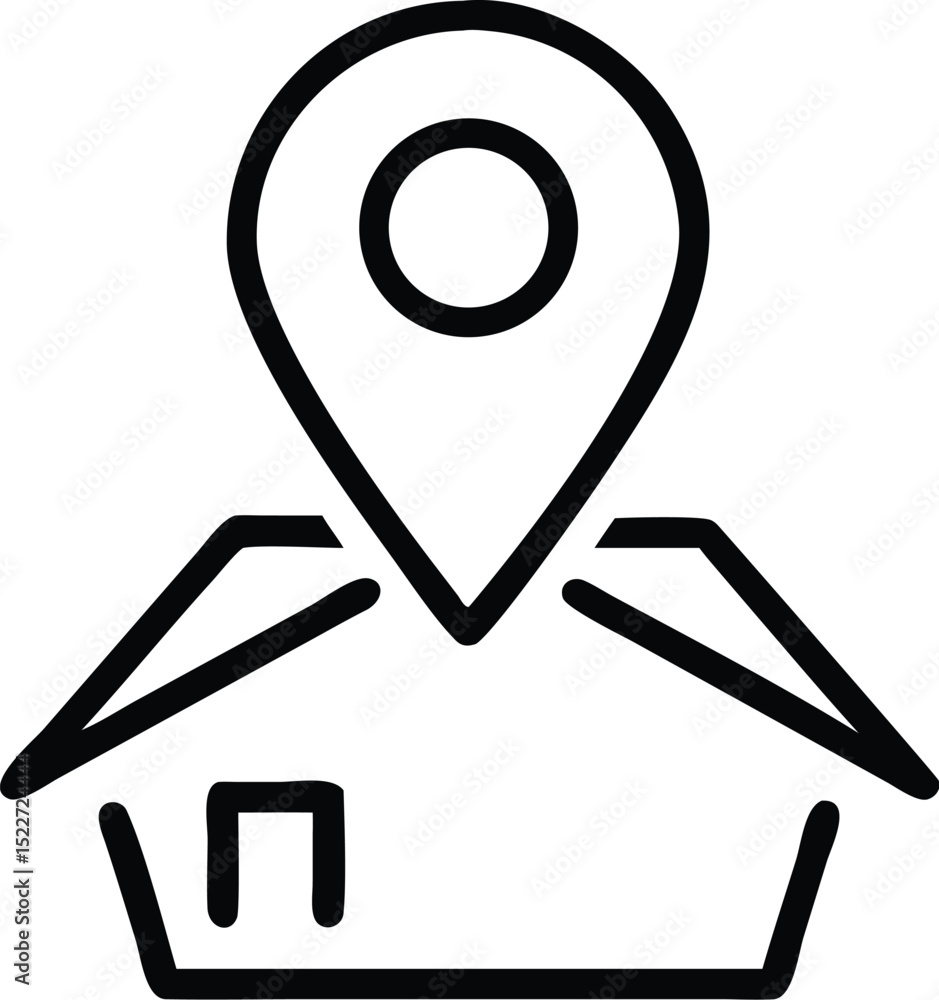 Poster find home location map pin house address gps navigation pointer real estate property search icon vec
