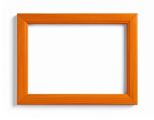 Fototapeta premium Empty Orange Wooden Frame with Visible Wood Grain on a White Background