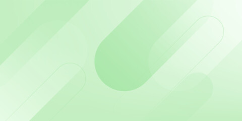 Fototapeta premium White abstract wide banner background with green geometric shapes. Minimal geometric. Modern futuristic concept. Suit for cover, header, business, presentation