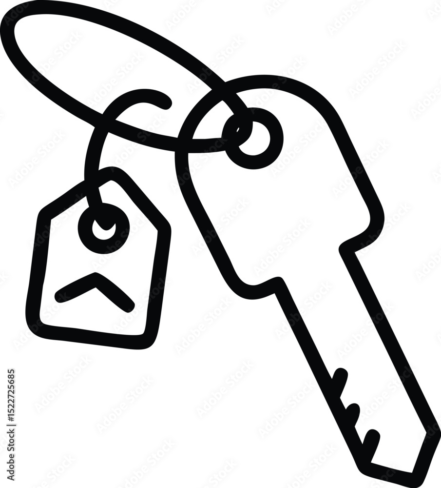 Poster isolated key with tag vector illustration for security access and property safety and protection con