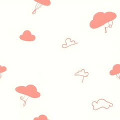 Seamless pattern of cute sky and fluffy clouds