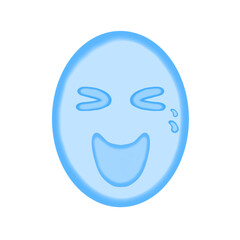 Laughing face icon blue watercolor.