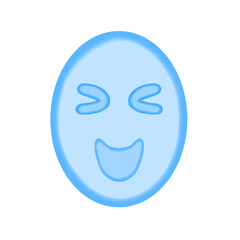 Happy face icon blue watercolor