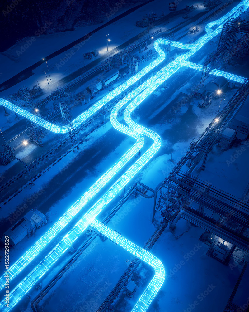 Aufkleber carbon capture and storage. ccs. industrial pipeline network with glowing carbon monoxide stream ill