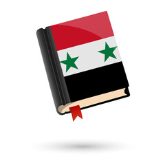 The book is covered in the flag of the Syria. Vector illustration of 3D language book on white background.
