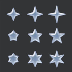 Set of shining silver stars vector illustration