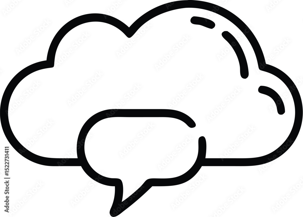 Poster cloud computing with speech bubble vector icon for social media communication and data storage conce