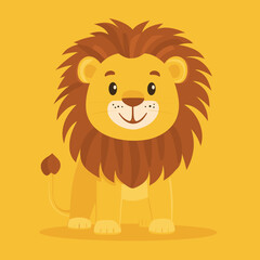 Cartoon lion character on a yellow background