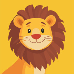 Obraz premium Cartoon lion character on a yellow background