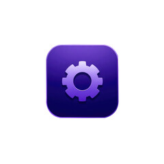 gears icon on metal internet button with transparent background PNG and JPEG image