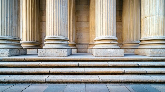 Classical columns with detailed steps showcasing architectural elegance and historical significance in a outdoor setting