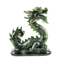 Fototapeta premium Carved dragon figurine with intricate details and a dynamic pose, showcasing its scales and features. cut out. transparent background