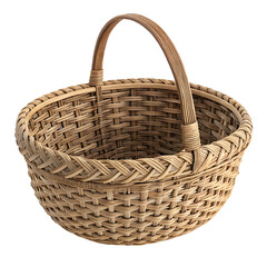 Obraz premium wicker basket isolated on white, Woven Basket With Handle for Storage Use