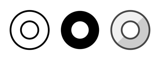 Multipurpose washer vector icon in outline, glyph, filled outline style. Three icon style variants in one pack.