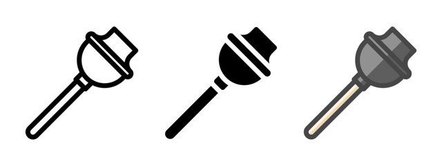 Multipurpose toilet plunger vector icon in outline, glyph, filled outline style. Three icon style variants in one pack.