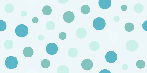 Light blue background with scattered circles in varying shades of teal and aqua, creating a playful, abstract pattern.