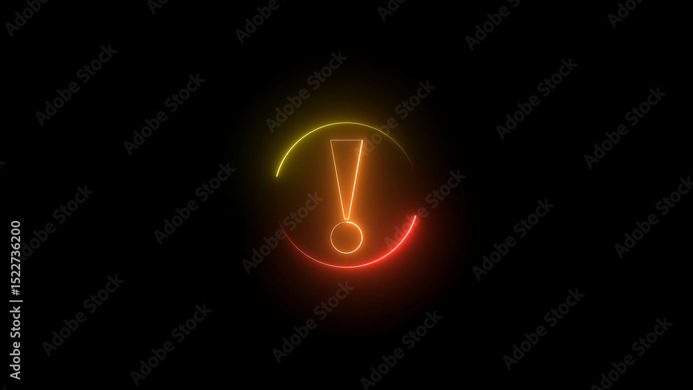 Aufkleber glowing exclamation point in a circle with yellow and red gradient on black background this