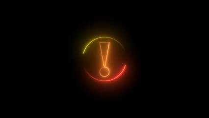 Glowing Exclamation Point in a Circle with Yellow and Red Gradient on Black Background This